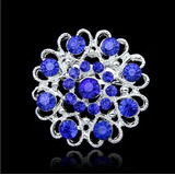 Lindo Broche Prateado Pedra Azul Strass