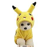 Lindo Casaco Macio De Flanela Para Cães Picachu Adorável Roupa Quente Para Cães Para O Inverno
