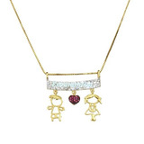 Lindo Colar Casal De Ouro Diamantes E Rubis.