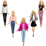 Lindo Conjunto Com 5 Roupas Da Boneca Barbie 5 Sapatos