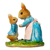 Lindo Enfeite Páscoa Estatueta Mamãe Coelha E Filhote Resina
