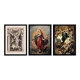 Lindo Kit 3 Quadros Artesanais Decoração Clássica Religioso