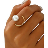 Lindo Maxxi Anel Prateado Strass Perolas Fashion Aro 18