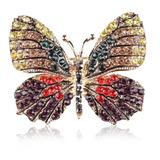 Lindo Maxxi Broche Dourado Vermelho Borboleta Strass 5x2 Cm