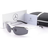 Lindo Óculos De Sol Uv 400 Polarizada Mercedes Benz Cor Prateado Cor Da Armação Prateado Cor Da Lente Preto