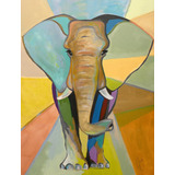 Lindo Quadro Canvas Elefante Colorido Pintura Arte Moderna