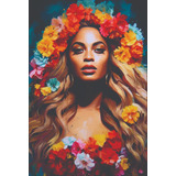 Lindo Quadro Poster Beyoncé Com Flores Na Cabeça Decoração