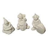 Lindo Trio Antigo Estatuetas Bandinha De Palhaços Porcelana
