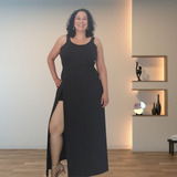 Lindo Vestido Feminino Plus Size Longo Fenda Roupa Feminina