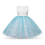 Lindo Vestido Frozen Azul Branco Princesa Tam 7 Anos Lindo