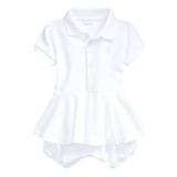 Lindo Vestido Romper Branco Ralph Lauren - Bebê Menina