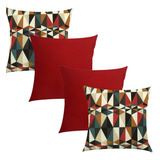 Lindos Kits 4 Capas Almofadas Geométrico Liso Frete Grátis