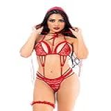 Lingerie Fantasie Sexy Erótica Chapeuzinho Vermelho Sensual GG Vermelho