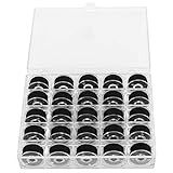 Linha De Máquina De Costura Conjunto De Bobina De 25 Unidades Preta Com Caixa De Linhas Bobinas Pré Enroladas Acessórios De Costura Linha De Bobina Universal Para Todas As