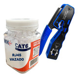 Link 100 Rj45 Cat6 Vazado Passagem Pote Alicate Crimpar
