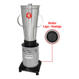 Liquidificador Industrial Evitra Baixa Rotação 4 L Preto E Prata Com Jarra De Aço Inoxidável 127 220v