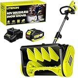 LITEKON Pá De Neve Sem Escova De 40 V  Soprador De Neve Elétrico De 33 Cm Com Baterias E Carregador De 4 0 Ah  Remoção De Neve Alimentada Por Bateria Com Distância De Projeção De 6 M Para Pátio  Deck 