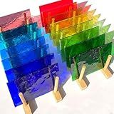 LITMIND Pacote Com 16 Folhas De Textura Transparente De Vitrais- Arte De Catedral De 15 X 10 Cm Para Artesanato E Suprimentos Em Mosaico- Folhas Coloridas Sortidas Para Projetos Impressionantes