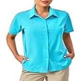 Little Donkey Andy Camisa Feminina De Viagem De Manga Comprida, Camisa Safári Fps 50+, Camisas De Caminhada Frescas De Secagem Rápida Para Uso Ao Ar Livre, P. Azul, M