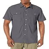 Little Donkey Andy Camisa Masculina De Manga Curta Leve Atualizada Para Caminhadas Viagens UPF50 Cinza M