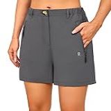 Little Donkey Andy Shorts Feminino Stretch 15 Polegadas Secagem Rápida Trilha Acampamento Viagem Golfe Aço Cinza GG