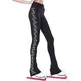 LIUHUO Calça De Patinação Para Meninas Cristais De Qualidade Para Treinamento Preto Leggings Para Crianças Preto Small