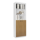 Livreiro Organizador Escritório Estante Para Livros Com Portas E Prateleiras Gold luxo Modulado cor branco Ripado