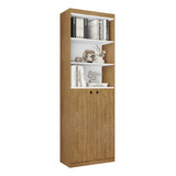 Livreiro Organizador Escritório Estante Para Livros Com Portas E Prateleiras Gold luxo Modulado cor Nature branco
