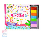 Livro Com Tintas Para Pintura Princesas Infantil Diversão Com Dedinhos Happy Books