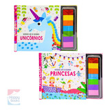 Livro Com Tintas Para Pintura Unicórnios E Princesas Infantil Diversão Com Dedinhos Happy Books