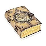 Livro De Feitiços De Couro Encadernado Com Borda De Baralho Papel Grimório Impresso Caderno Espiral Gótico Antigo Livro Vintage Para Homens E Mulheres