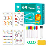 Livro Pedagógico Traço Treinamento Infantil Montessori Reutilizável Apagável