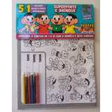 Livro Revista Turma Da Mônica Super Pôster E Lápis De Cor Pôster Para Colorir 90x120cm