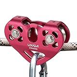 Lixada Linha De Zíper Polia Tandem Velocidade Dupla Carrinho 30kN Polia Dupla Com Rolamento De Bola Para Escalada De Rock Resgate De Trabalho Burgundy