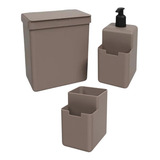 Lixeira 2 5 L C Tampa Porta Detergente Escorredor Talhe Cor Cinza