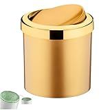 Lixeira 5 Litros Tampa Cesto De Lixo Basculante Para Cozinha Banheiro Escritório Dourado   352DD Future   Dourado