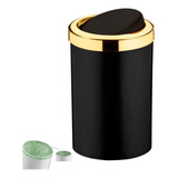 Lixeira 8l Tampa Cesto De Lixo Basculante Banheiro Dourado