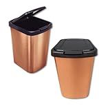 Lixeira 9 Litros Com Tampa Click Label Design Inox Bronze Plástico Resistente Fácil De Limpar