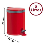 Lixeira Banheiro C Pedal 5 Litros Plástico Cesto Escritório