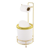 Lixeira Banheiro C Suporte Porta Papel Higiênico Dourado