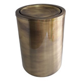 Lixeira Bronze Ouro Velho Banheiro Tampa Giratória 19x25alt