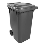 Lixeira Carrinho Coletor De Lixo 240 Litros Contentor Cor Cinza Lp
