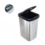 Lixeira Cesto 09 Litros Inox Com Tampa Click Label Promoção