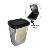 Lixeira Cesto 09 Litros Inox Com Tampa Click Label