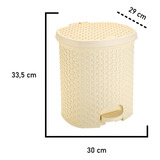 Lixeira Cesto 15 Litros Rattan C Pedal Diversas Cores