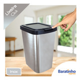 Lixeira Cesto De Lixo Inox Estilizado Tampa Click 9 Litros