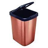 Lixeira Cesto Inox Metalizado 09 Litros Com Tampa Click Banheiro Cozinha Rose 