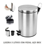 Lixeira Cozinha Banheiro Inox 5 Litros