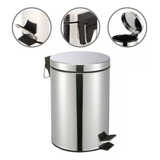 Lixeira De Aço Inox Redonda 12 Litros Casa Banheiro Lixo