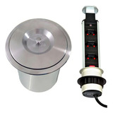 Lixeira De Embutir Pia Cozinha Inox 8 Litros Torre Tomada Cor Cinza